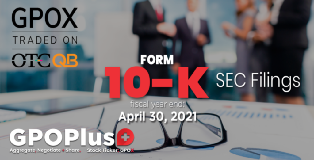 GPO Plus Announces Filing of 2021 Annual Report on Form 10 K 1600 × 815 px