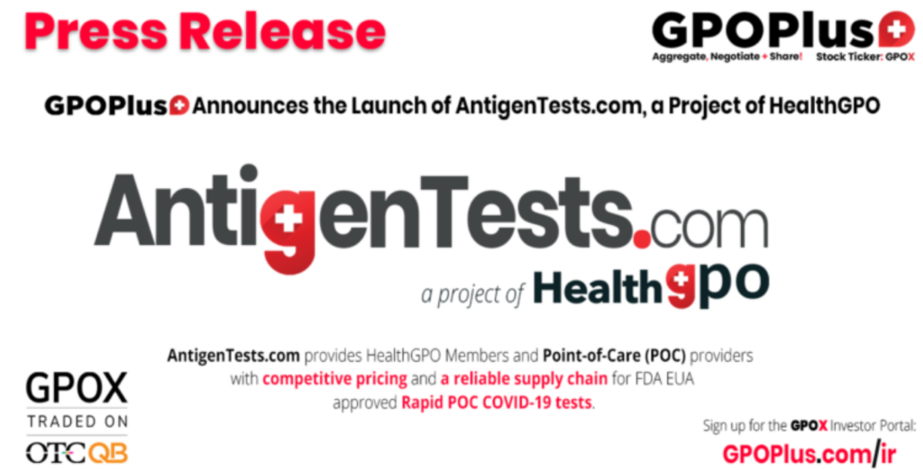 GPOPlus Announces the Launch of AntigenTests.com a Project of HealthGPO