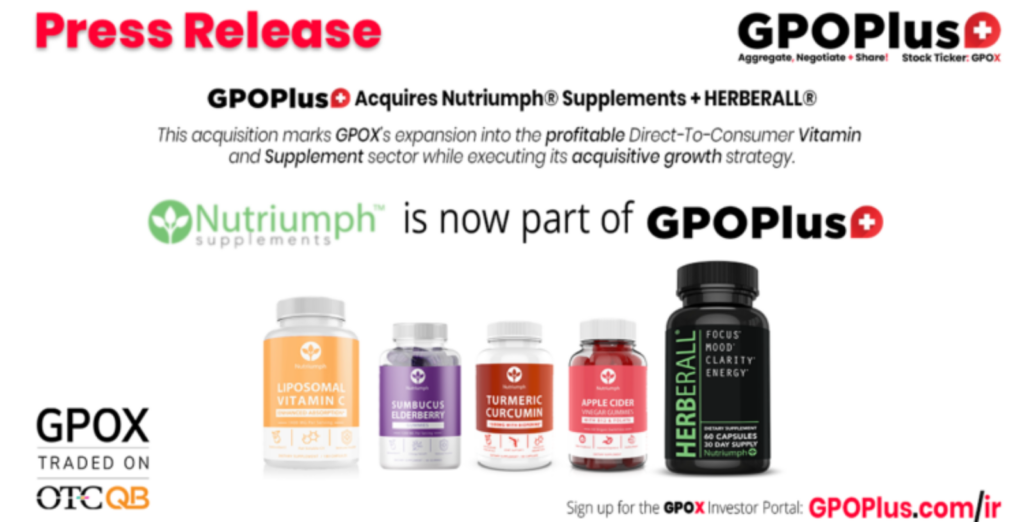 GPOX Press Release GPOPlus Acquires Nutriumph Supplements Herberall