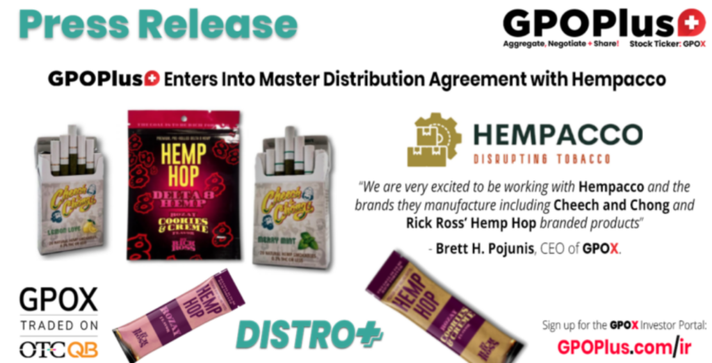 GPOX Press Release GPOPlus Enters Into Master Distribution Agreement with Hempacco