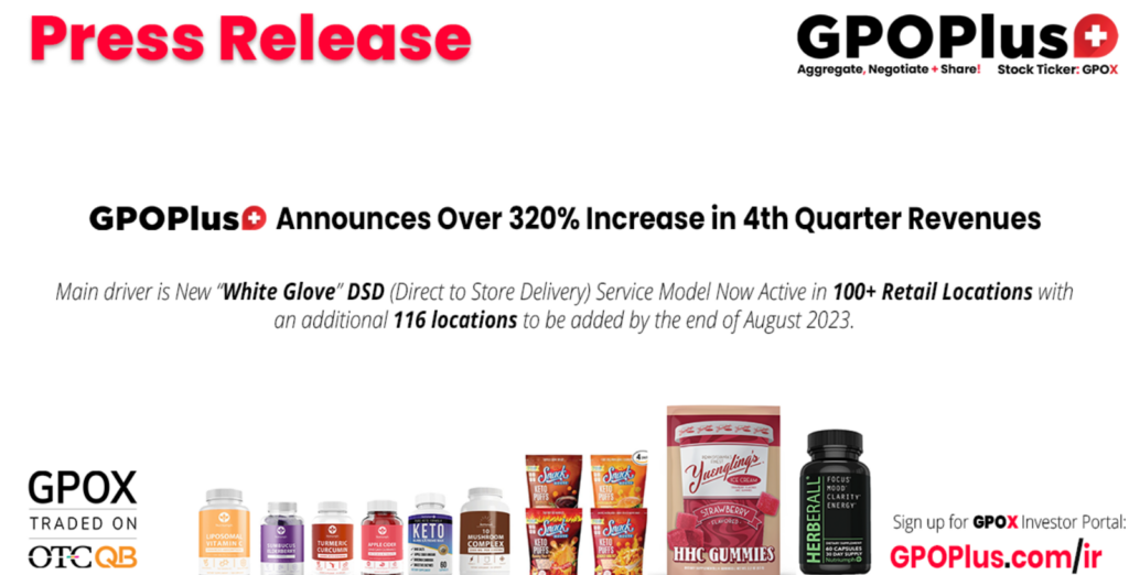 Press Release GPOX Announces Over 320 Increase in 4th Quarter Revenues